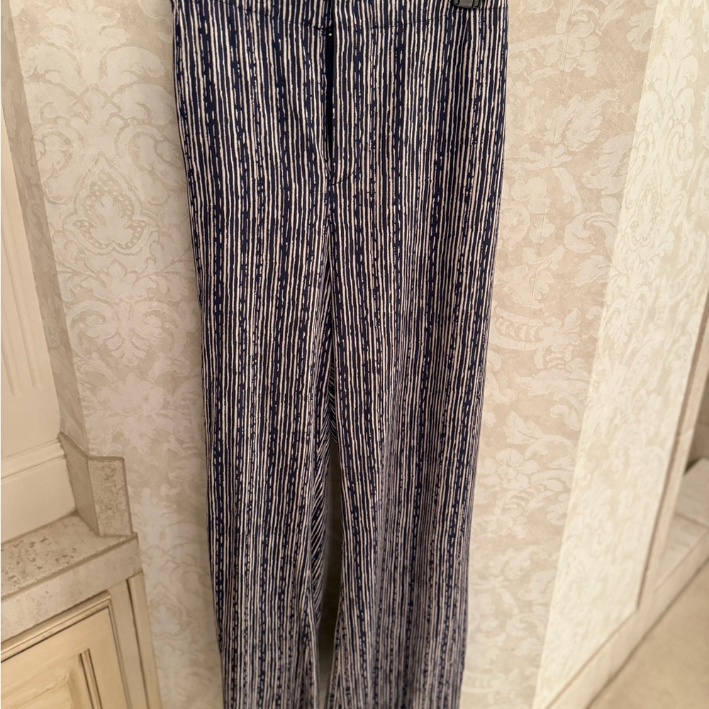 NIC+ZOE womens Navy and White Striped Pants